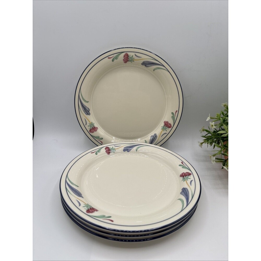 Lenox Poppies on Blue 8.5" Salad Plates Set of  4 Discon. Replacement Great Cond